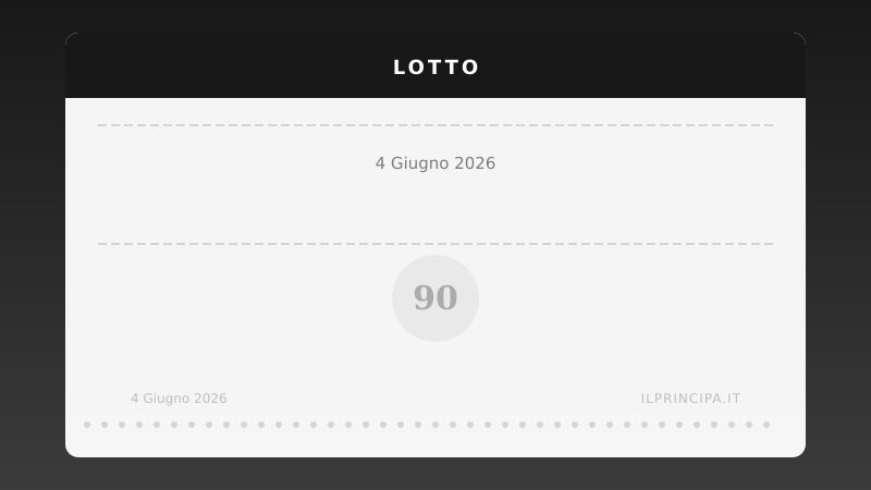 Lotto 4 giugno 2026: ecco i numeri estratti su tutte le ruote